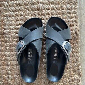 Birkenstock Arizona big buckle Black leather Sandals 37